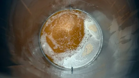 Full Process of Brewing Craft Beer in Slow Motion at a Private Craft Brewery Stock Footage 323918682