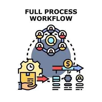 Full process workflow concept diagram showing collaboration Stock Illustration