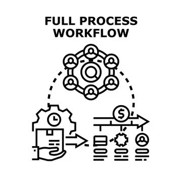 Full process workflow concept diagram showing collaboration Stock Illustration