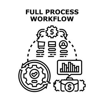 Full process workflow development with financial analysis Illustrazione stock