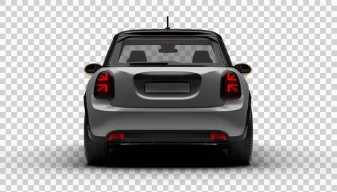 Full rear render view of gray colored modern electric hatchbag car displaye.. Stock Illustration