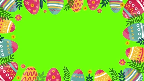 Full rectangular easter egg frame on green screen background border Stock Footage 329585298