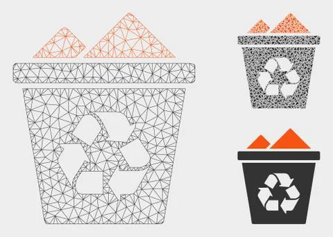 Full Recycle Bin Vector Mesh Network Model and Triangle Mosaic Icon Stock Illustration