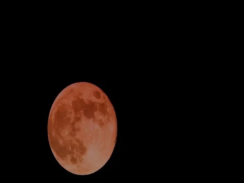 Full Red Moon - time-lapse, motion Stock Footage 74160216