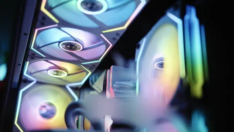 Full RGB Gaming Computer booting up Video stock 243902152