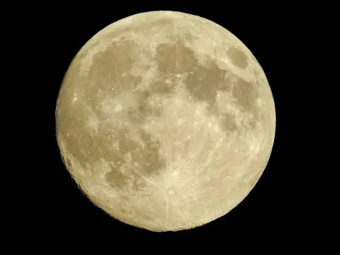 Full round moon on black background Stock Photos