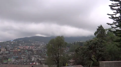 Full round moving view of Kohima town, from world war symmetry, north-east India Stock Footage 38041372