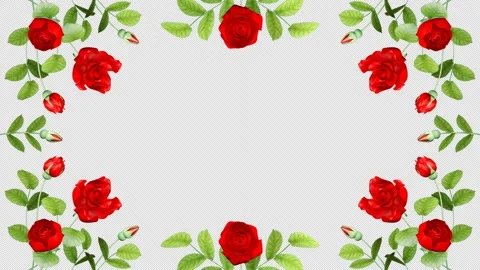 Full Round Rose Frame Animation Surrounding Screen, Alpha channel file Stock Footage 328969878