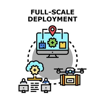 Full scale deployment of cloud computing software Stock Illustration