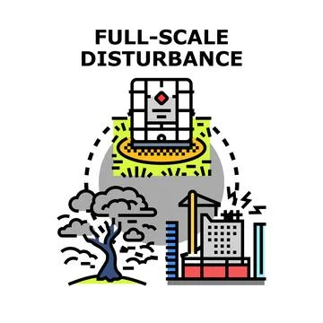 Full scale disturbance affecting environment, urban areas, and infrastructu.. Stock Illustration