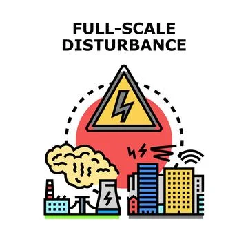 Full scale disturbance concept affecting urban environment Stock Illustration