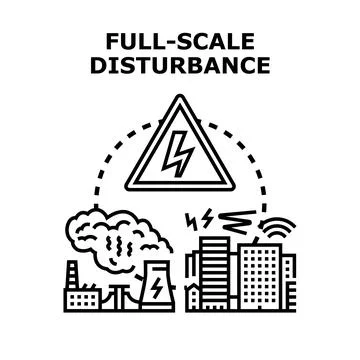 Full scale disturbance concept affecting urban environment Stock Illustration