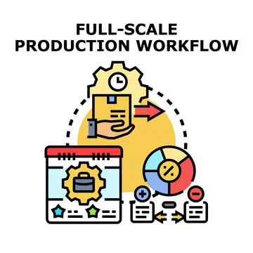 Full scale production workflow process management planning Stock Illustration