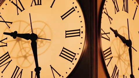 FULL SCREEN 2 FACE CLOCK Stock Footage 255144511