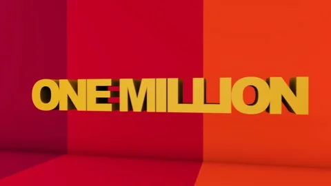 A full screen 3D rendered graphic using Cinema 4D of 3D text "ONE MILLION" Stock Footage 114345050