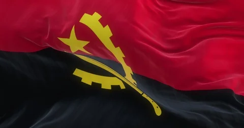Full Screen Angola Flag is Waving Slowly Stock Footage 85625187
