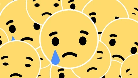 Full screen animated transition - crying emoji - w/luma matte - 4k Stock Footage 130127994