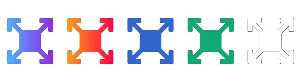 Full Screen Arrows Icon Set Stock Illustration
