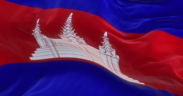 Full Screen Cambodia Flag is Waving Slowly Stock Footage 85956728