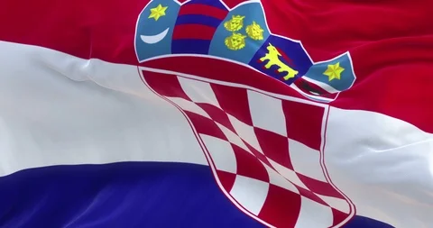 Full Screen Croatia Flag is Waving Slowly Stock Footage 88528006