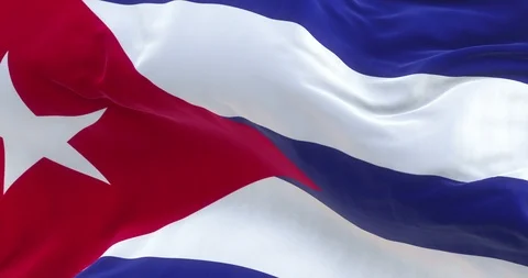 Full Screen Cuban Flag is Waving Slowly Stock Footage 90313868
