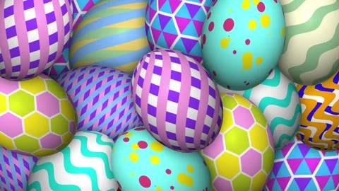 Full screen fill with beautiful eggs in different designs. Stock Footage 268469111