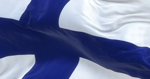 Full Screen Finland Flag is Waving Slowly Stock Footage 88536089