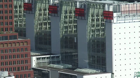 Full screen - high-rise office buildings The Hague city center Stock Footage 26644903