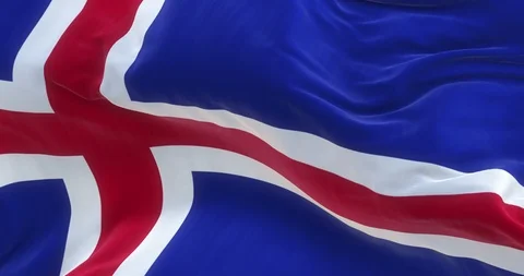 Full Screen Iceland Flag is Waving Slowly Stock Footage 88540652