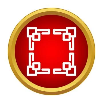 Full screen icon enlarging content in red circle Stock Illustration
