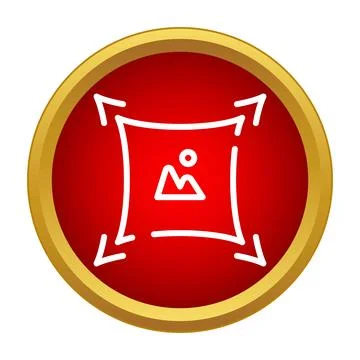 Full screen image expanding icon red button 스톡 일러스트