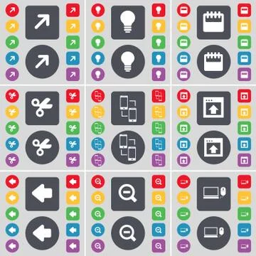 Full screen, Light bulb, Calendar, Scissors, Information exchange, Window, Arrow イラスト素材