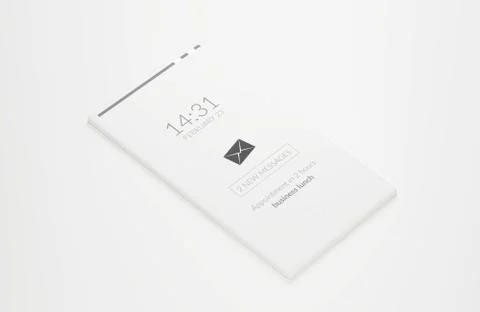 Full screen mobile phone white 3d-illustration Stock Illustration