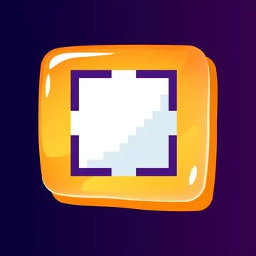 Full screen mode glossy ui button with pixelated color icon Stock Illustration