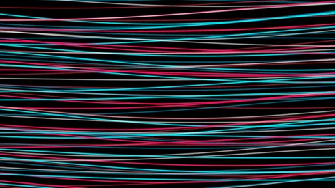 Full screen neon animated waves loop with horizontal multicolored lines 스톡 동영상 322557372