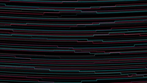Full screen neon animated waves loop multicolor lines Vidéo 322558747