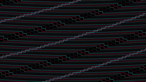 Full screen neon animated waves loop, multicolor lines, step mode Vidéo 322558936