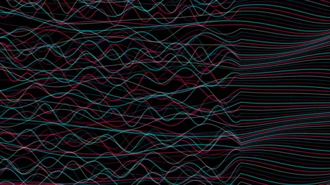 Full screen neon animated waves loop of multi-colored lines and turning into smo Vidéo 322559027