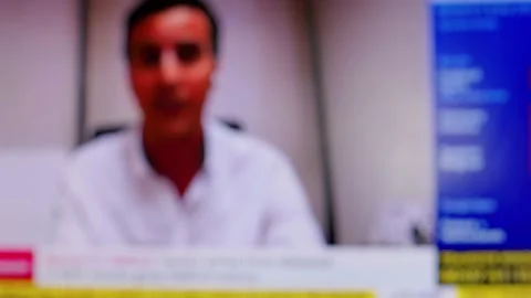 Full Screen Out Of Focus Background Wallpaper Of Sports Channel Interview Stock Footage 237694682