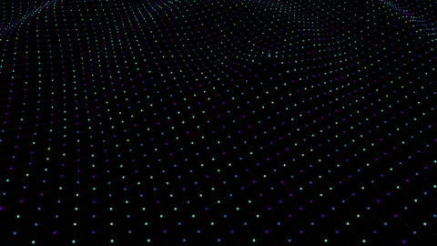 Full-screen particle wave animation side by side in the black Stock Footage 321609416