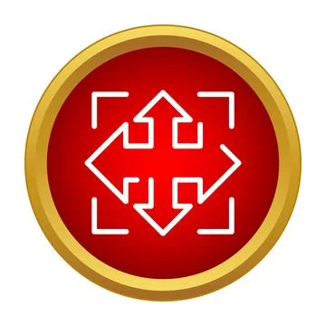 Full screen resize expand movement red button icon Stock Illustration