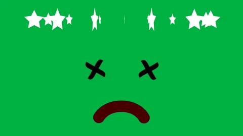 Full screen rotating stars head expression on green background Stock Footage 274667178