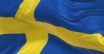 Full Screen Swedish Flag is Waving Slowly Stock Footage 85964752