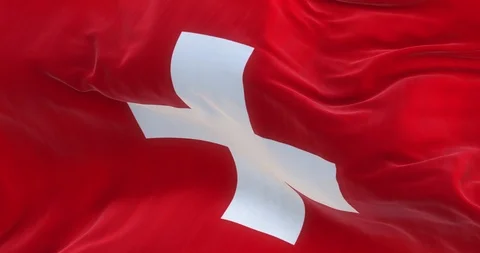Full Screen Swiss Flag is Waving Slowly Stock Footage 85965228