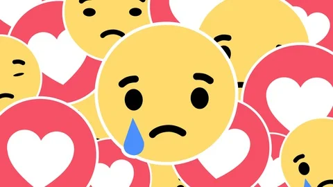 Full screen transition - heart and crying emoji - with luma matte - 4k Stock Footage 130127658