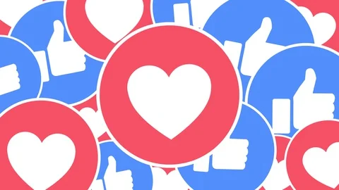 Full screen transition - hearts and like emoji - with luma matte - 4k Vidéo 130127659