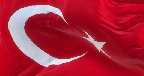 Full Screen Turkish Flag is Waving Slowly Stock Footage 85652493