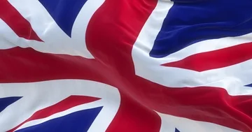 Full Screen United Kingdom Flag is Waving Slowly Stock Footage 85653301
