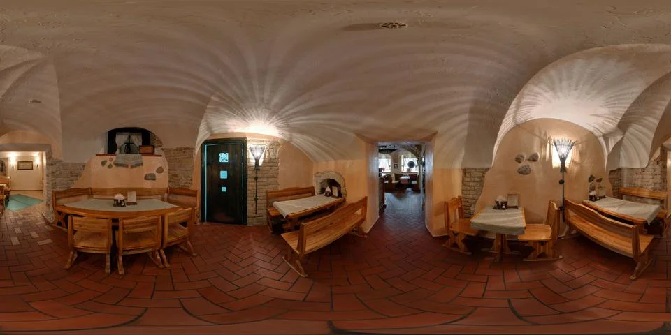 Full seamless 360 panorama in equirectangular spherical projection in interio Foto stock