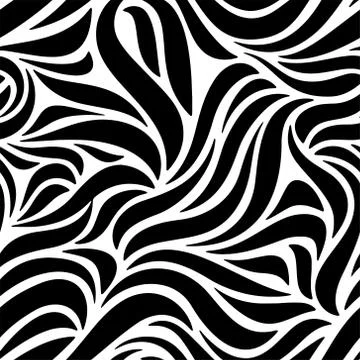 Full Seamless Texture Black and White Curved Lines for Dress Fabric Print Stock Illustration